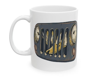 Jeep Jk grill with a touch of duck | Ceramic Coffee Cup, 11oz or 15oz