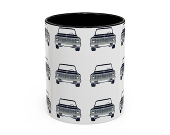 1972 C10 Pattern Coffee Mug | Classic Car Illustration, Black Accent
