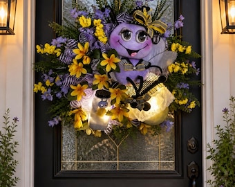 Francesca the Firefly Handmade Wreath | Unique Light-Up Garden Inspired Decor