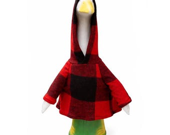 Porch goose 23" Outfit - Red Black Buffalo plaid Check