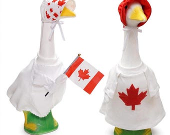 Canada Day White T-shirt for Porch Goose 23" outfit clothing