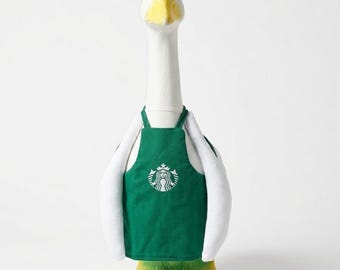 Porch goose 23" outfit - Barista Green Coffee Apron