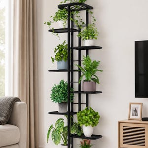 Rolling Plant Stand Indoor Multi Tier Plant Shelf Modern Metal Flower Rack for Living Room Decor
