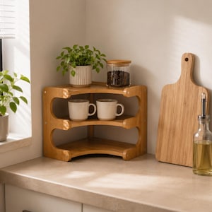 Wooden Corner Shelf Modern Storage Bookcase Small Space Organizer for Living Room Home Decor