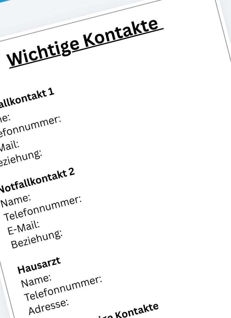Emergency Folder Basic German PDF - Important documents securely organized image 5