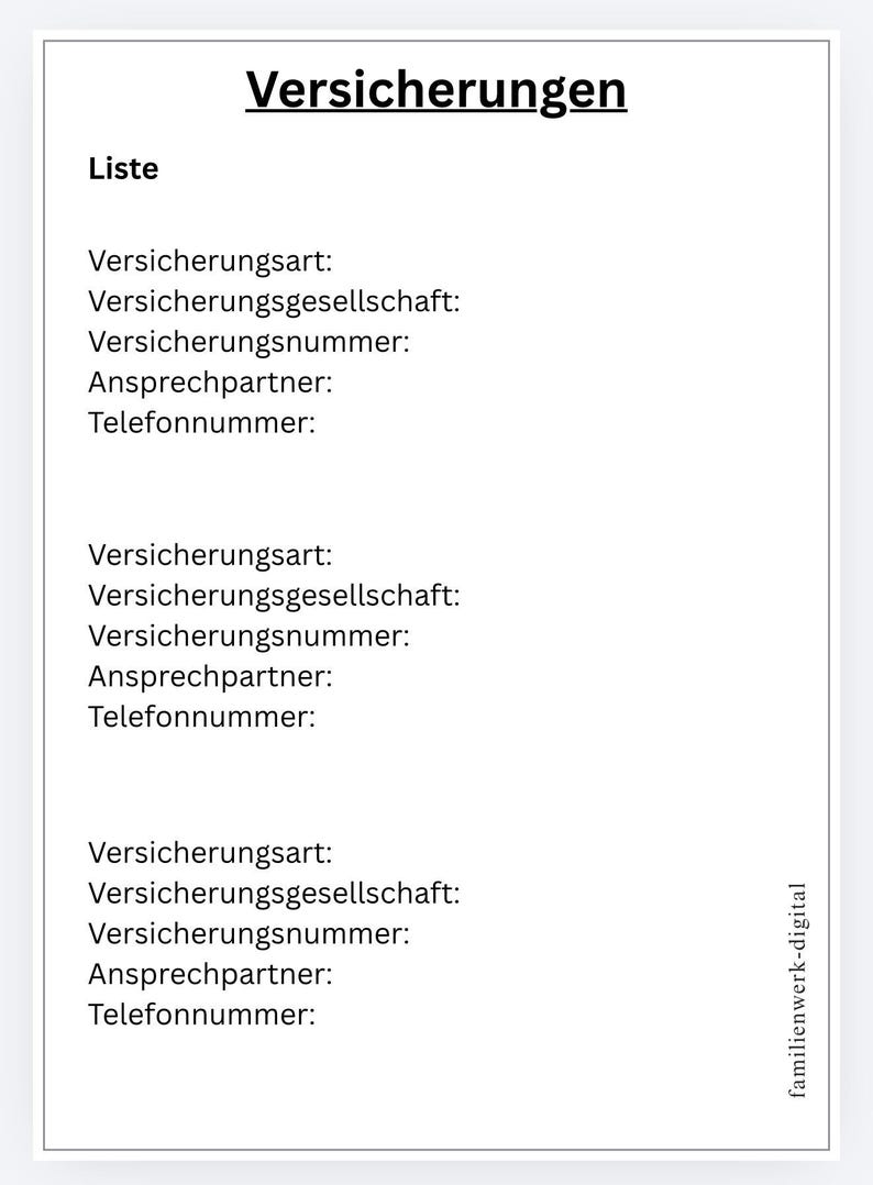 Emergency Folder Basic German PDF - Important documents securely organized image 4