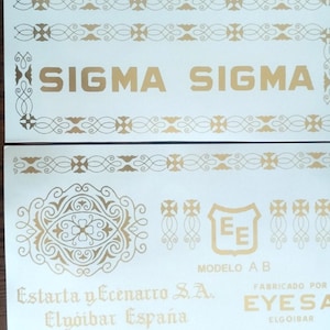 Decalques para decoração e restauro de máquinas de costura antigas SIGMA