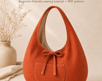 Ergonomic Hobo Bag Sewing Pattern, Beginner Friendly Slouchy Tote Tutorial (PDF Pattern)