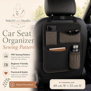 Naaipatroon autostoelorganizer pdf, patroon auto-organizer achterbank, naai-tutorial voor beginners, Vaderdagcadeau, auto-opbergtas pdf