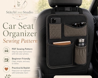 Car Seat Organizer Sewing Pattern PDF, Back Seat Car Organizer Pattern, Beginner Sewing Tutorial, Father’s Day Gift, Car Storage Bag PDF