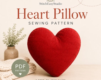 Heart Pillow Sewing Pattern, Beginner Cushion Tutorial (PDF Download)