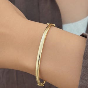 14K massief gouden koepelarmband | Handgemaakte bombeli armband, minimalistische fijne sieraden