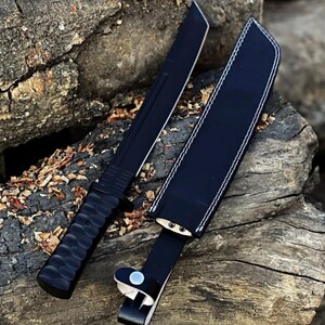 Handcrafted Outdoor Bushcraft Utility Tool with Leather Sheath Heavy Duty Camping Chopper Groomsmen Gift