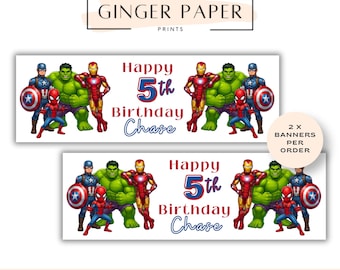 Personalised Marvel Themed Birthday Banner
