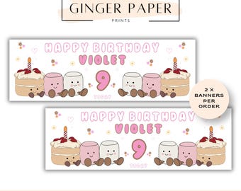 Personalised Marshmallow Themed Birthday Banner