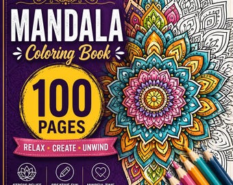 100 pagina's mandala kleurboek | Ontspannende kunst voor kinderen en volwassenen (digitale download)