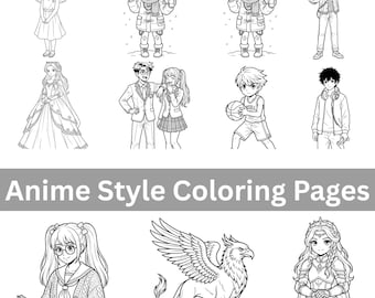 Anime Fantasy Kleurplaten | 100+ personages, wezens, scènes (digitale download)