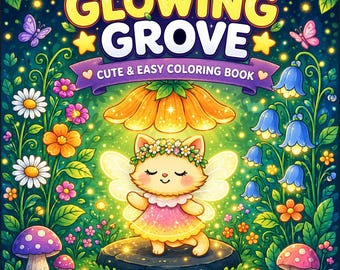 Glowing Grove kleurboek | Fantasiedieren, sprookjesbostaferelen | 50 pagina's (pdf-download)