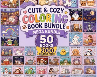 Cozy Coloring Book Bundle | 50 Books, 2000+ Pages (Digital Download)