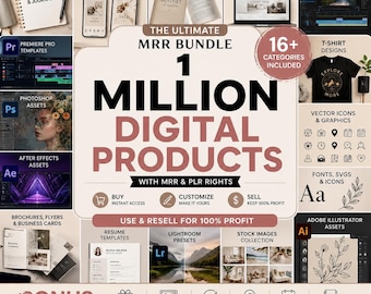 Bundel met 1 miljoen digitale producten met MRR en PLR | Starterspakket passief inkomen voor bedrijven