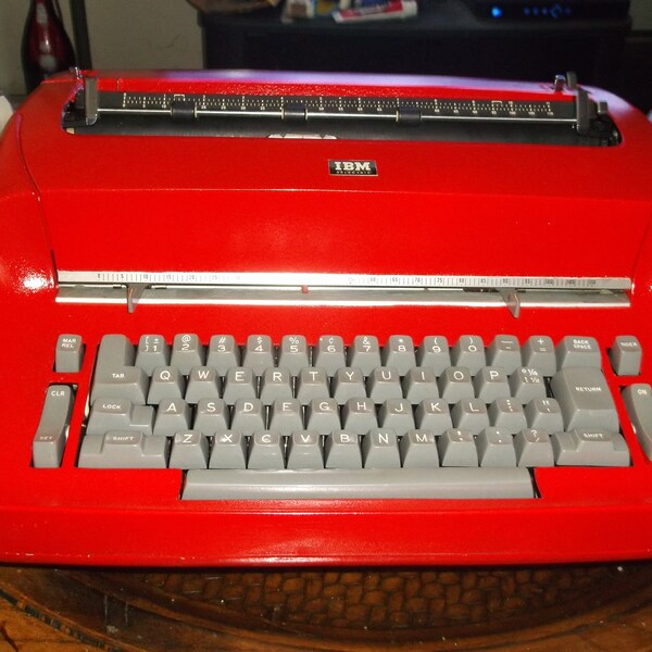 I B M  1960s IBM Antique Selectric I Red serviced and tested  Vintage Typewriter