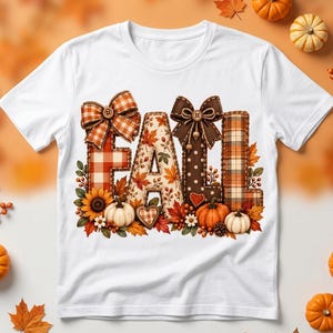 Fall Patchwork Letters PNG, Fall Pumpkin Plaid Sublimation Design, Thanksgiving Shirt PNG, Cozy Fall Craft Design for T-Shirt Mug