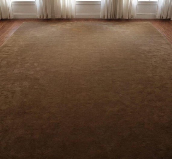 Hand Tufted Wool Area Rug- Grand Chestnut Modern Minimalist Plush Carpet