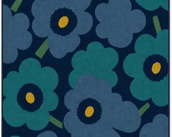 Marimekko Unikko handgetuft vloerkleed, Maija Isola oranje bloemen klaproos vloerkleed,