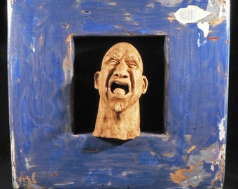 Anger Management -- Plaster Fresco with Clay Sculpture
