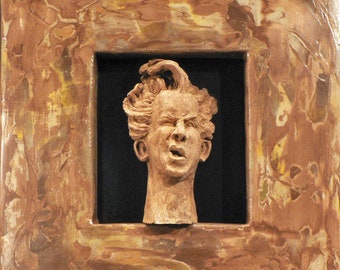 Dust Mote -- Plaster Fresco with Clay Sculpture