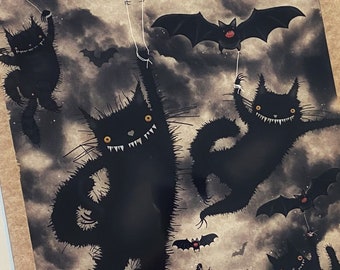 Cats and Bats limited edition art print