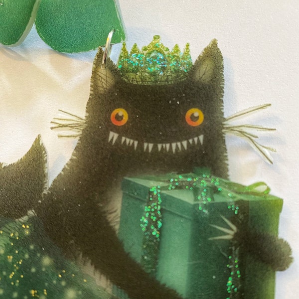 Yule Christmas JingleBelle cat princess wintergreen handmade swinging decoration