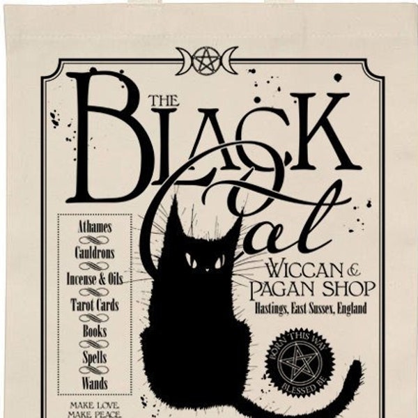 Black Cat Pagan winkel katoenen draagtas