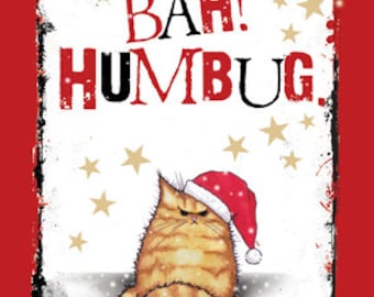 Bah Humbug Grumpy cat Christmas card (Tabby)