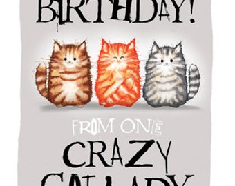 Crazy Cat Lady Birthday card