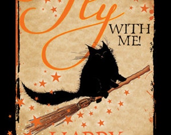 Come Fly With Me Halloween greetings card