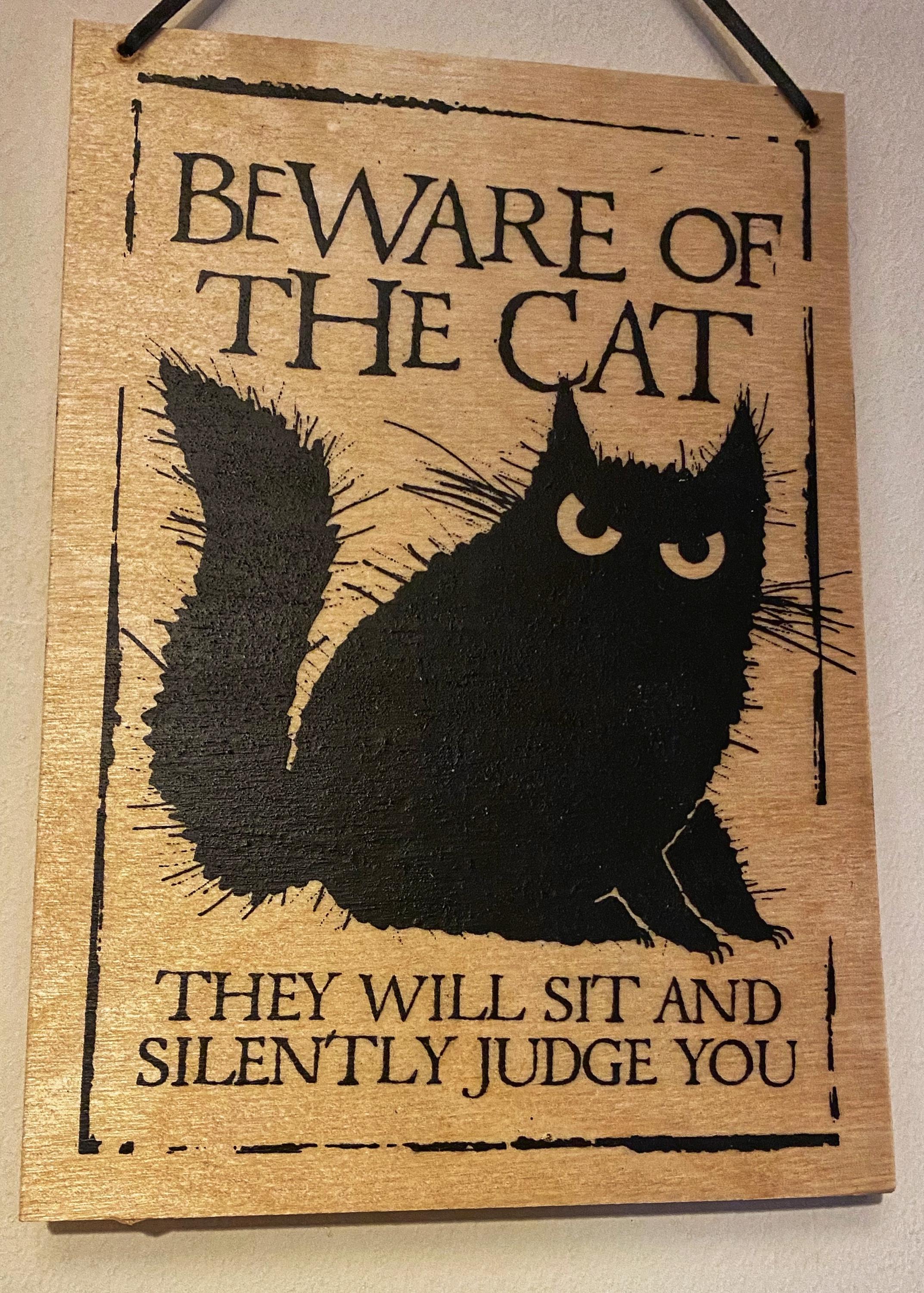Beware of the Cat Sign (large) - Etsy