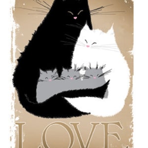 Cat card LOVE  A6 cat lovers greetings card
