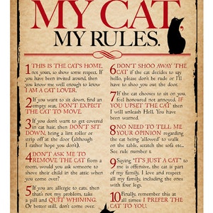 My House, My Cat, My Rules Digital print for cat lovers **A4**