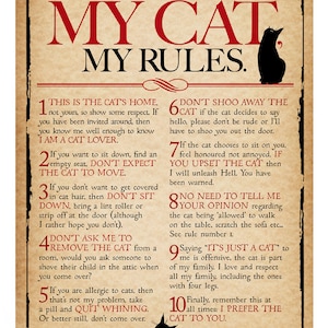 My House, My Cat, My Rules Digital print for cat lovers **A4**