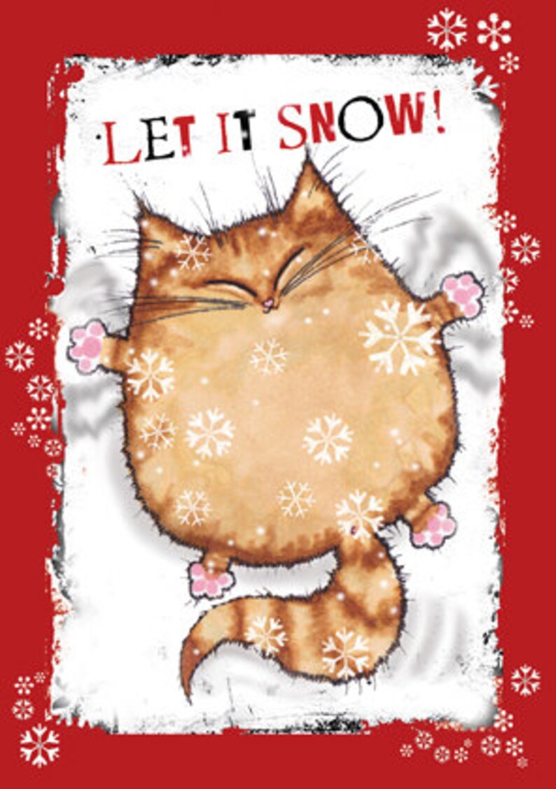 LET IT SNOW Cat Christmas Card - Etsy