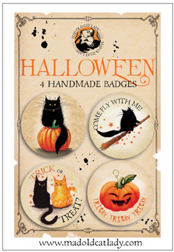  Mad  Old Cat  Lady  NEW Halloween pin badges pack 1 Etsy