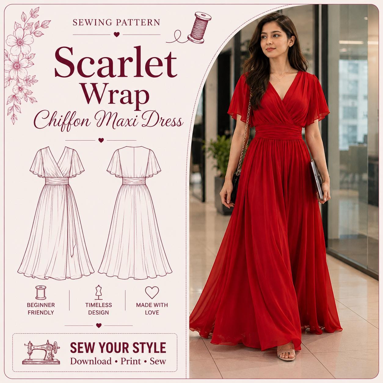 chiffon dress patterns Sew a Dreamy with Chiffon: Black Friday Deals! Chiffon ( Non Chiffon Dress Pattern - Etsy