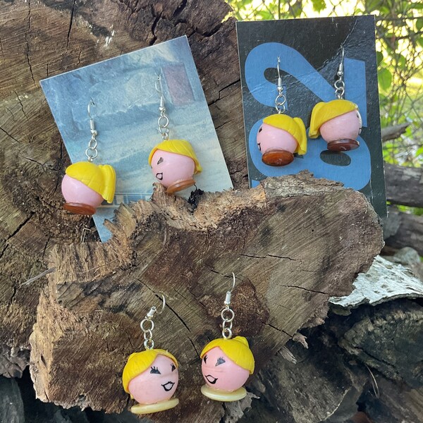 Upcycled vintage mom little people earrings