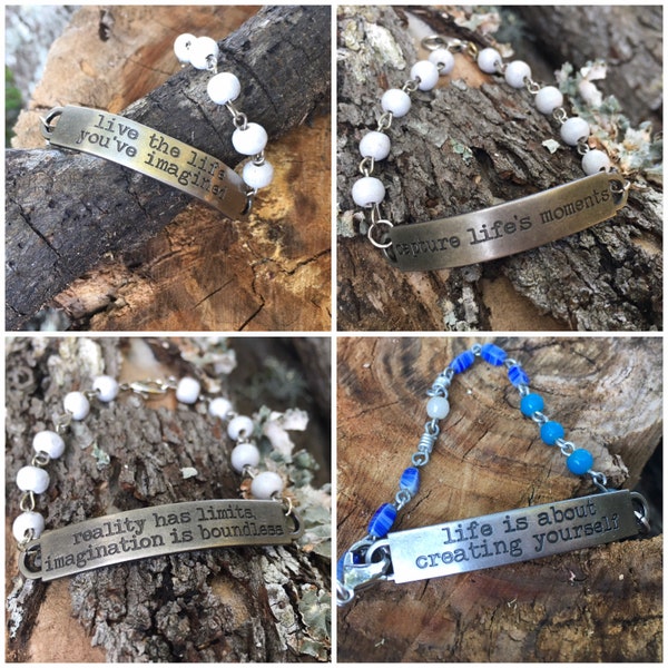 Uplifting quote beaded bracelets