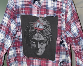 Upcycled merged flannel goth magic  shirt