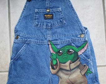 Geïnspireerd door Starwars, handgeschilderde peuteroverall, maat 3