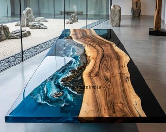 Luxury Epoxy Resin Dining Table | Handmade Wood Coffee Table | Custom Living Room Furniture