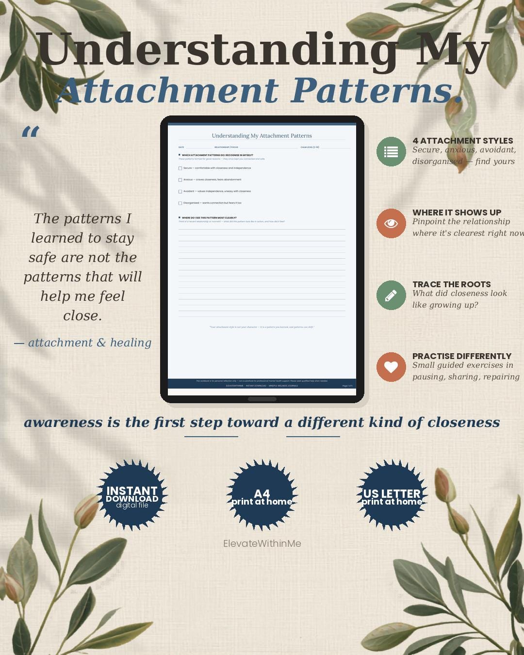 Attachment Style Workbook Printable | Relationship Patterns PDF | Self ...