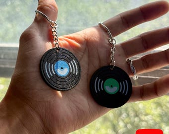 Vinyl Record Keychain | Custom NFC Song Tag, Scan to Play on Spotify or Apple Music, Music Gift